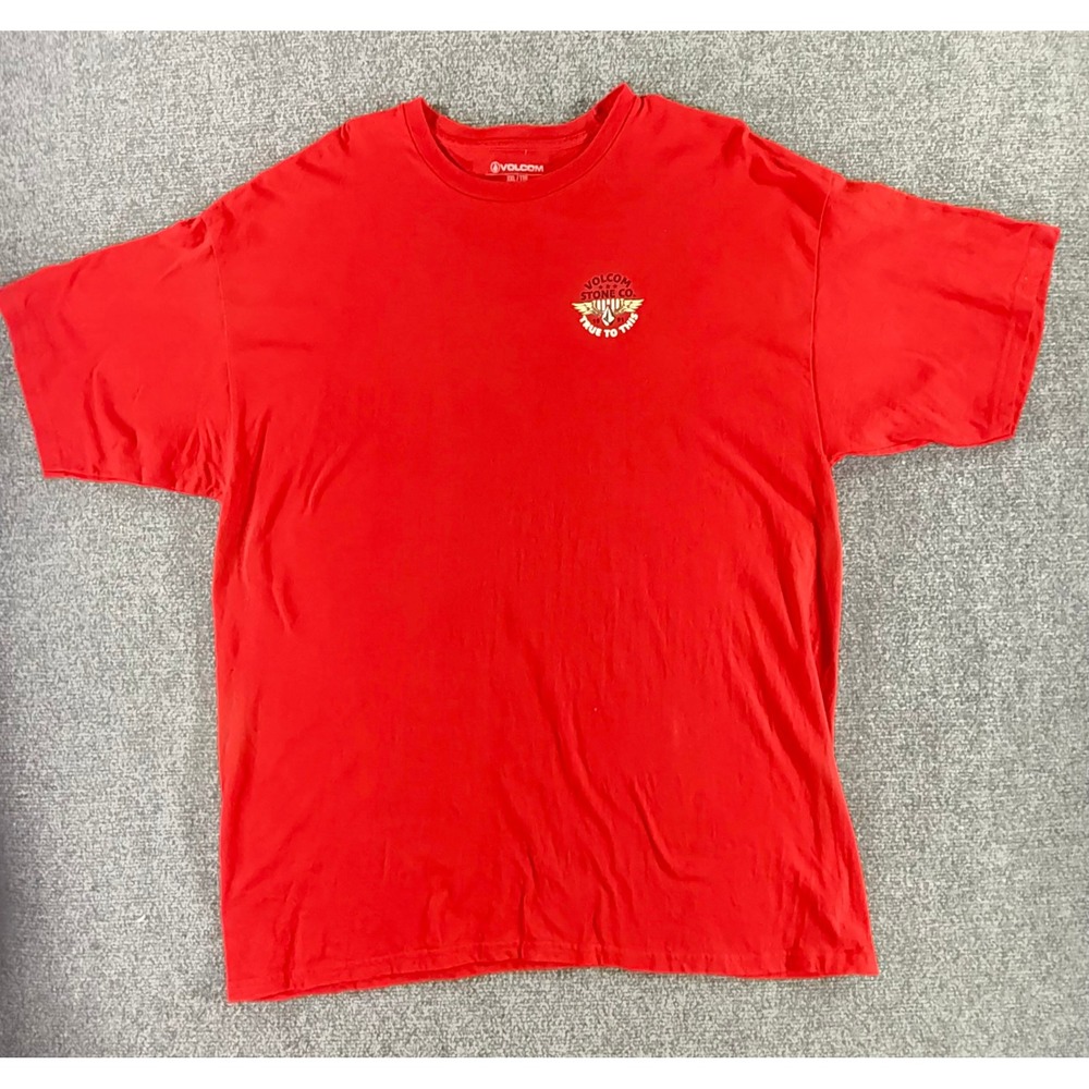 Volcom Stone Co True To This Graphic T-Shirt Mens XXL Red Short Sleeve Cotton